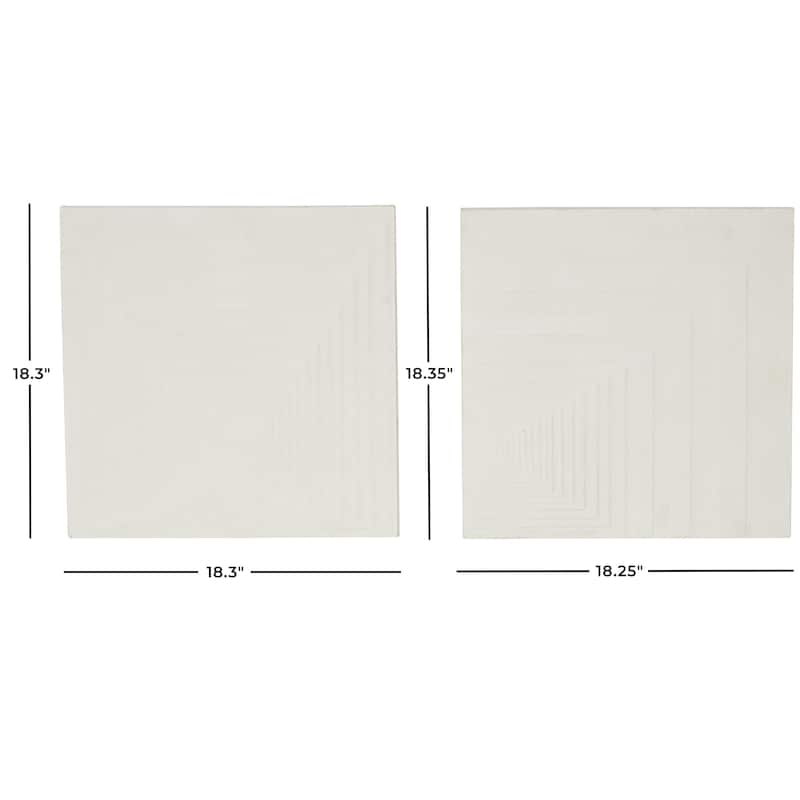 Metal Geometric Layered Square Cube Perspective Wall Decor with Sandstone Texture - Set of 2 Cream - Roche River Decor