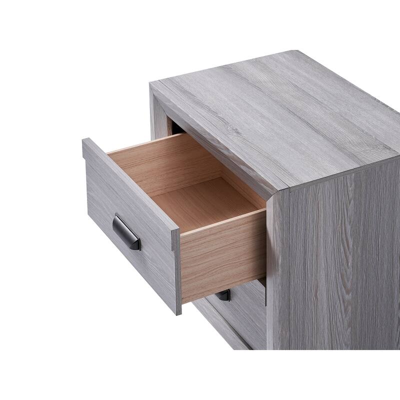 1pc Contemporary Nightstand End Table with Two Storage Drawers