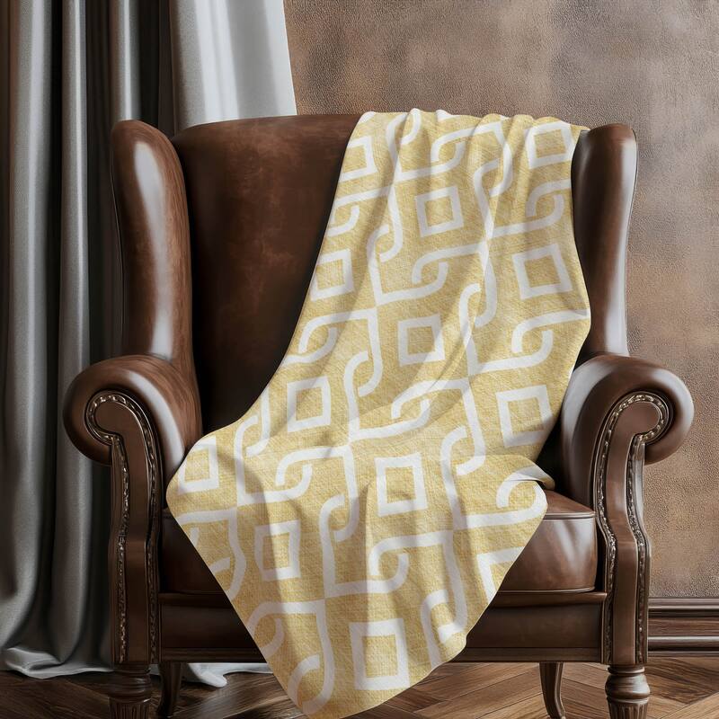 Premium Machine Washable Modern Scroll Sherpa Throw Blanket