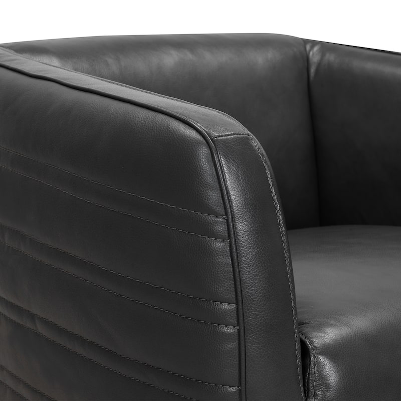 Melanie Pewter or Dove Grey Leather 45-Degree Swivel Accent Chair