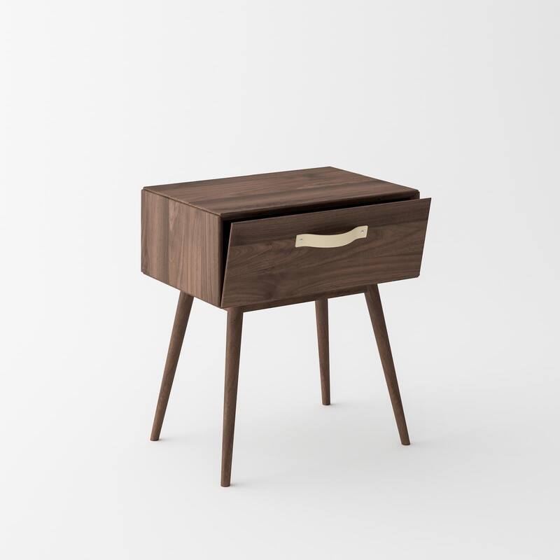 Isabella Mid Century Bedroom Set - Solid Black American Walnut (Bed + 1 Nightstand + Chest)