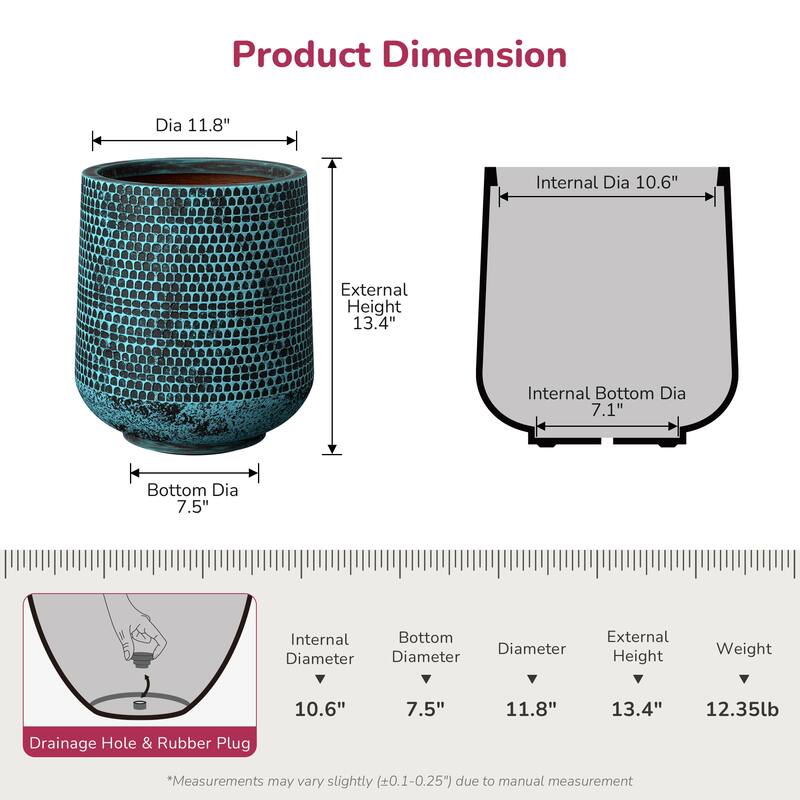 Cylindrical Concrete Flower Pot Planter with Drainage Holes and Enhanced Interior
