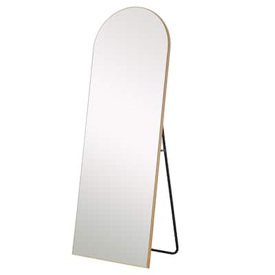 Narrow Gold Arched Wooden Mirror - Narrow Gold - 23.62" W x 1.18" D x 70.87" H