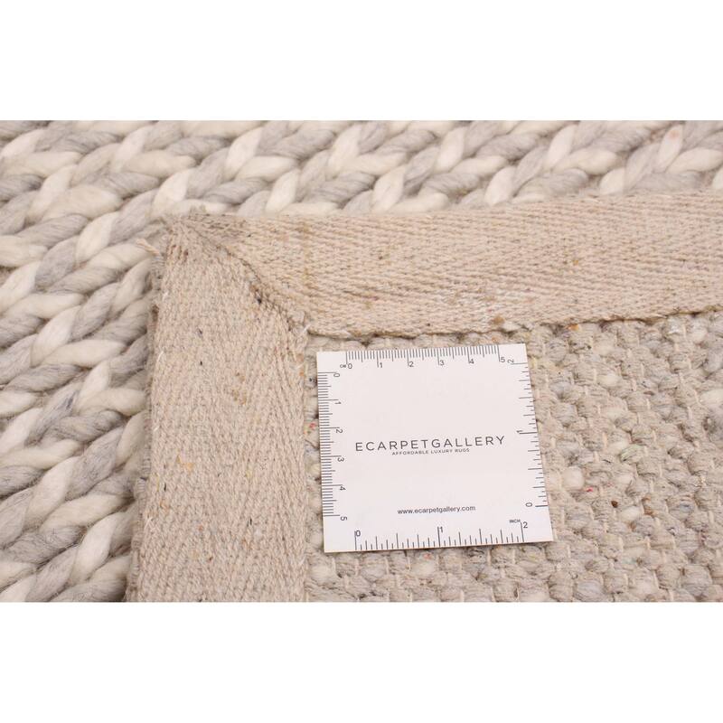 ECARPETGALLERY Braid weave Sienna Silver Wool Rug - 2'3 x 8'0
