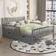 preview thumbnail 73 of 79, Wooden Platform Bed Underbed Storage Bed with Sides Guardrails Spindle Headboard and 2 Drawers 8.98 inch Storage Underneath Grey - Full