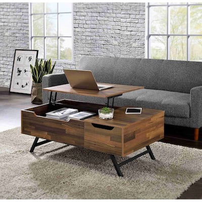 48"L Walnut Lift Top Coffee Table with Storage