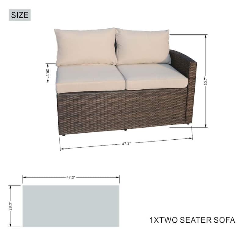 7-piece Patio Wicker Garden Chat Sofa Set with Fire Pit Table and Storage Box