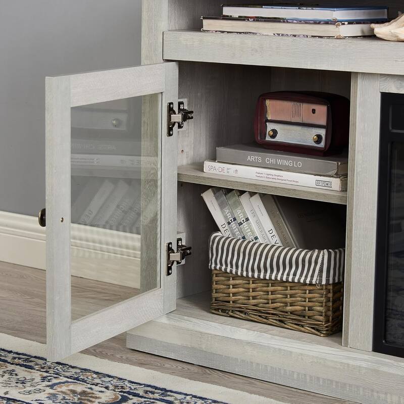 Roomfitters Contemporary TV Media Stand, Modern Entertainment Console, Up to 65" TV, Open & Closed Storage Space