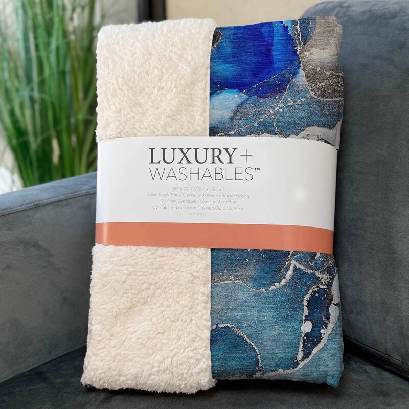 Premium Machine Washable Abstract Contemporary Sherpa Throw Blanket