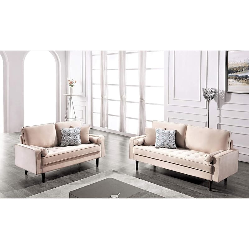 Civa 2 Piece Living Room Set - Sofa and Loveseat - Beige