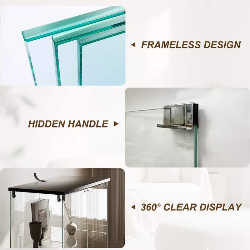 4-Shelf Glass Display Cabinet with Lock, 64"H Freestanding Curio Display Showcase for Collectibles