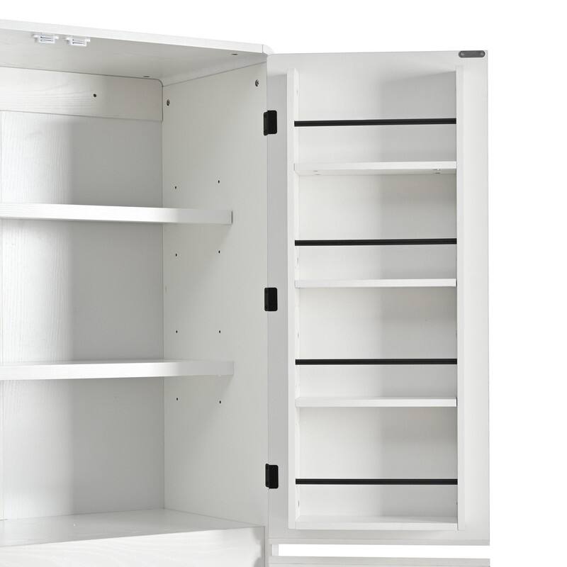 Farmhouse 72" Tall Kitchen Pantry Cabinet, Freestanding Curved Design with Adjustable Shelves and Hidden Drawer