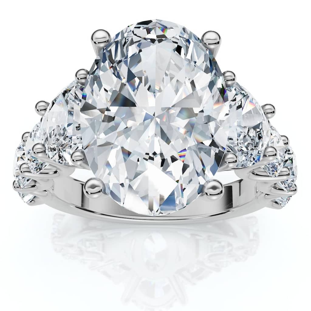 Bliss Diamond Certified 7 1/2Ct Laura Diamond Engagement Ring (5Ct Center) Gold Lab Grown