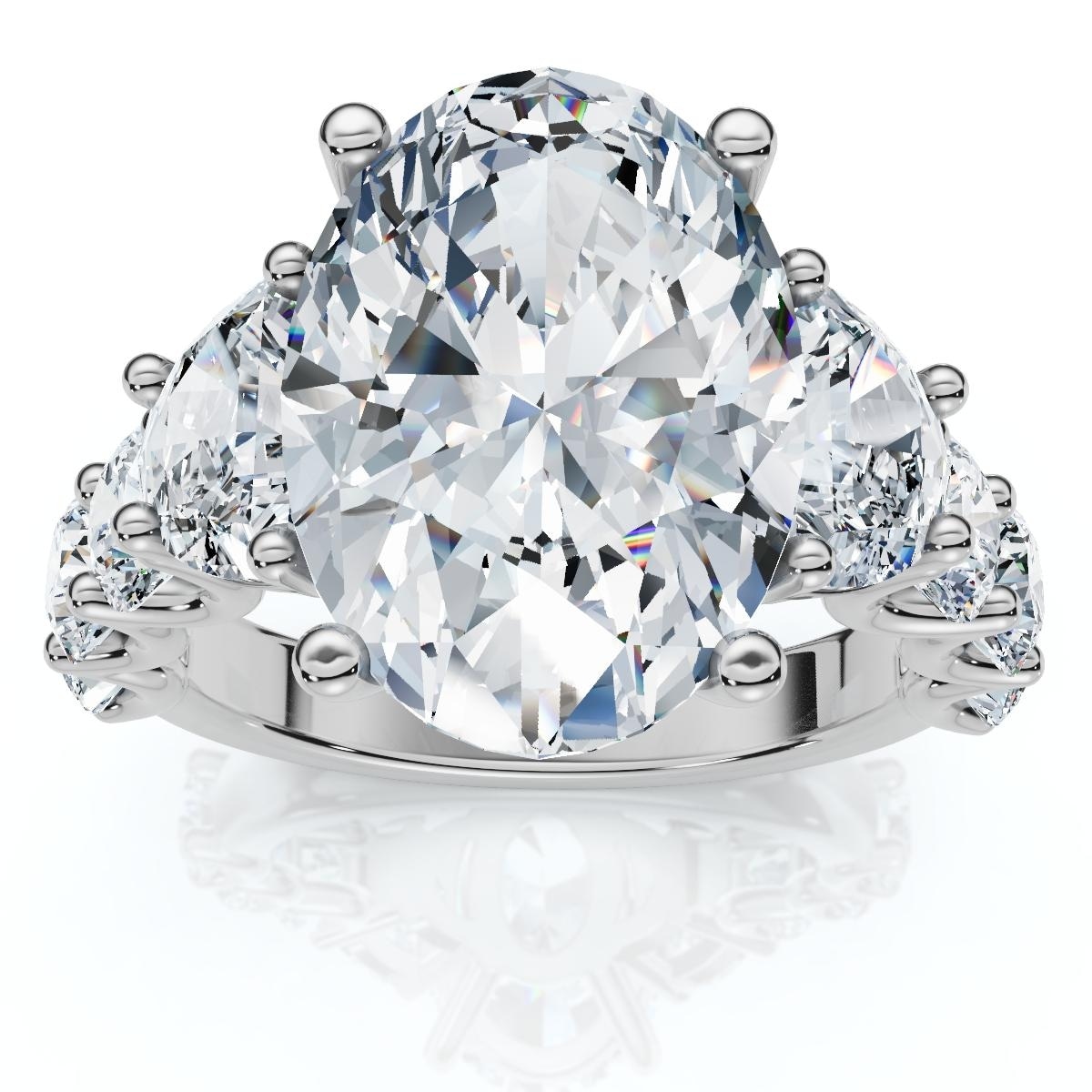 Bliss Diamond Certified 7 1/2Ct Laura Diamond Engagement Ring (5Ct Center) Gold Lab Grown
