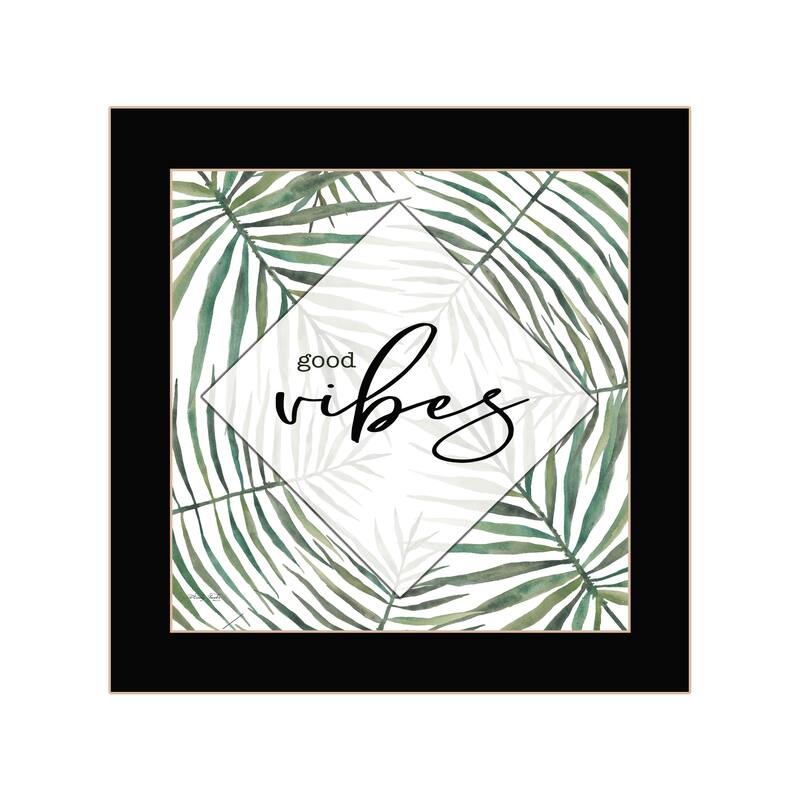 TrendyDecor4U Contemporary "GOOD VIBES" Framed Print Wall Art - Black
