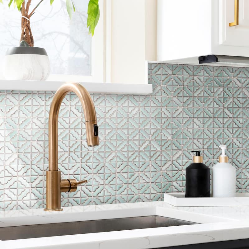 Merola Tile Hudson Tower Mint Green 12" x 12" Porcelain Mosaic Floor and Wall Tile - Case (10 Tiles)