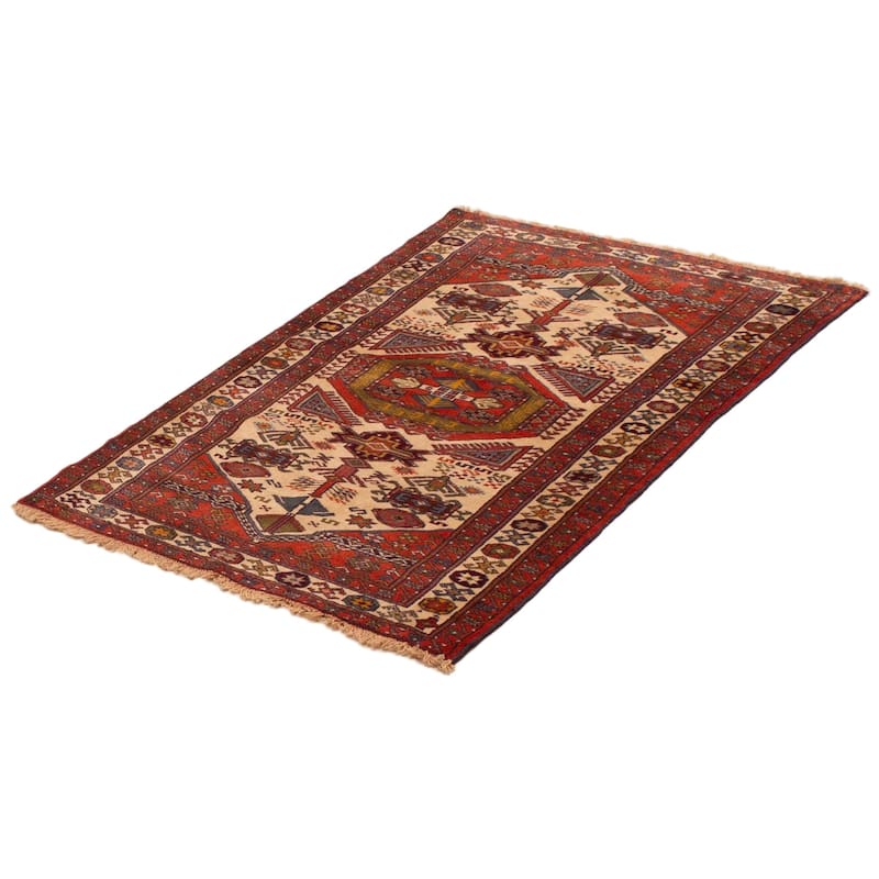 ECARPETGALLERY Hand-knotted Melis Cream Wool Rug - 3'10 x 5'5