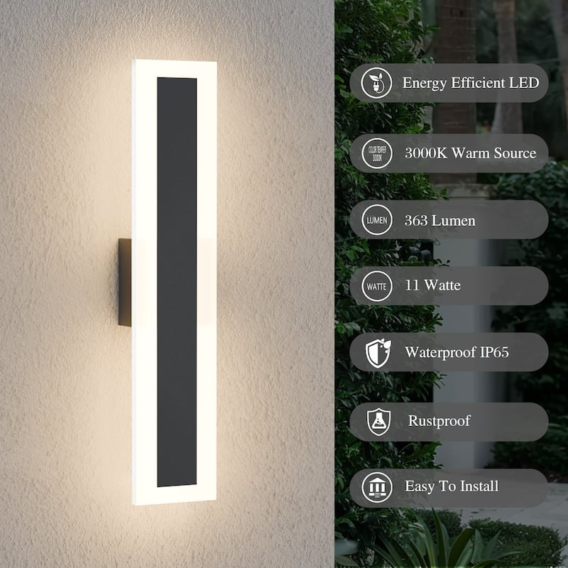 Outdoor Linear Integrated LED Wall Sconce Light Fixture with Bracket