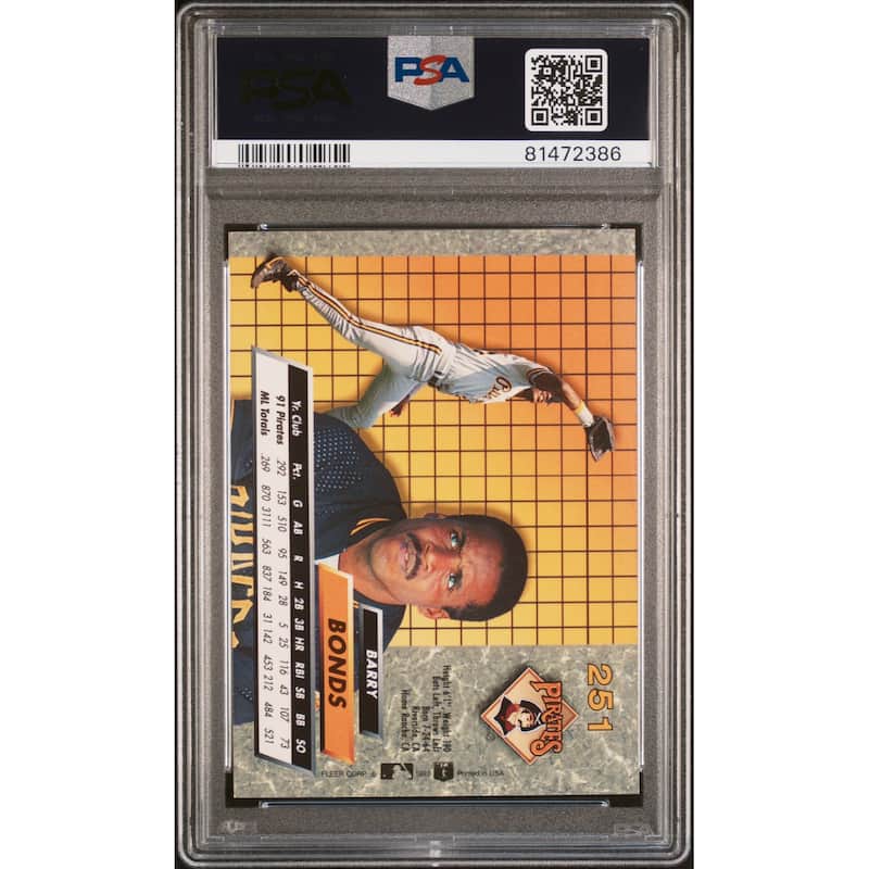 Barry Bonds 1992 Fleer Ultra Baseball Card #251 Graded PSA 10 - 8'6" x 11'6"