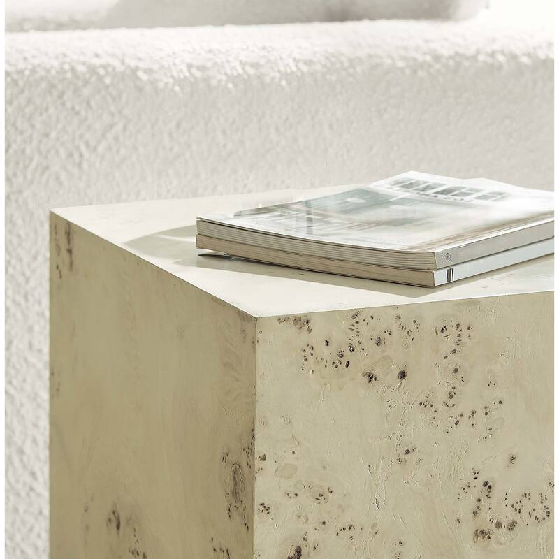 Penrod Mid-Century Burl Wood Square Accent Table
