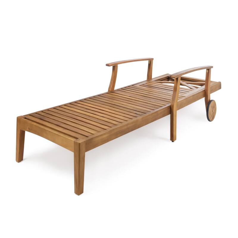 Perla Outdoor Acacia Wood Chaise Lounge by Christopher Knight Home