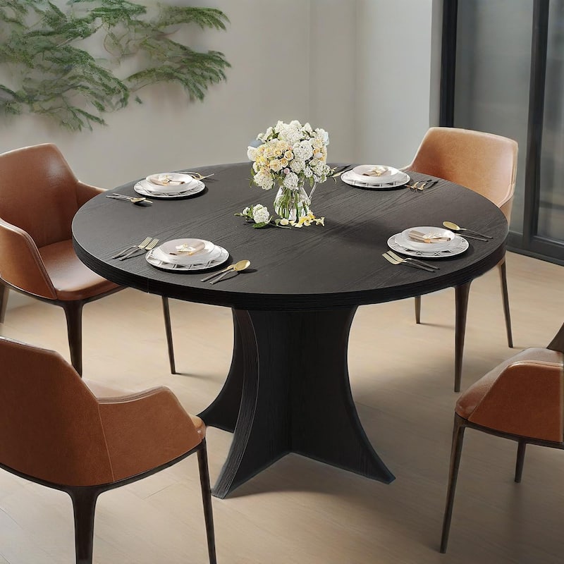 47” Round Particle Board Kitchen Dining Table Perfect to 4-6 People for Meals or Games - 47.24”L x 47.24”W x 29.92”H