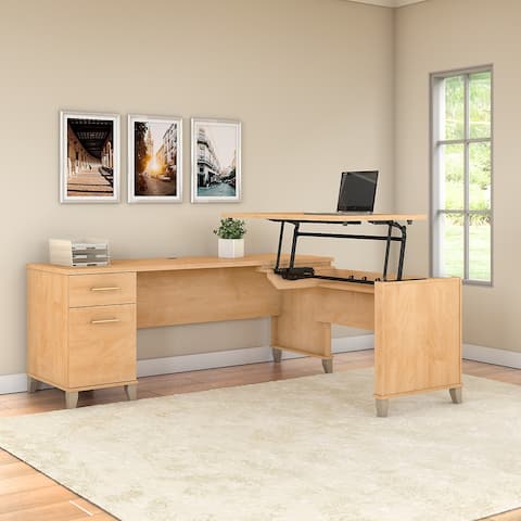 Bush Somerset 72W 3 Position Sit to Stand L Shaped Desk in Ash Gray