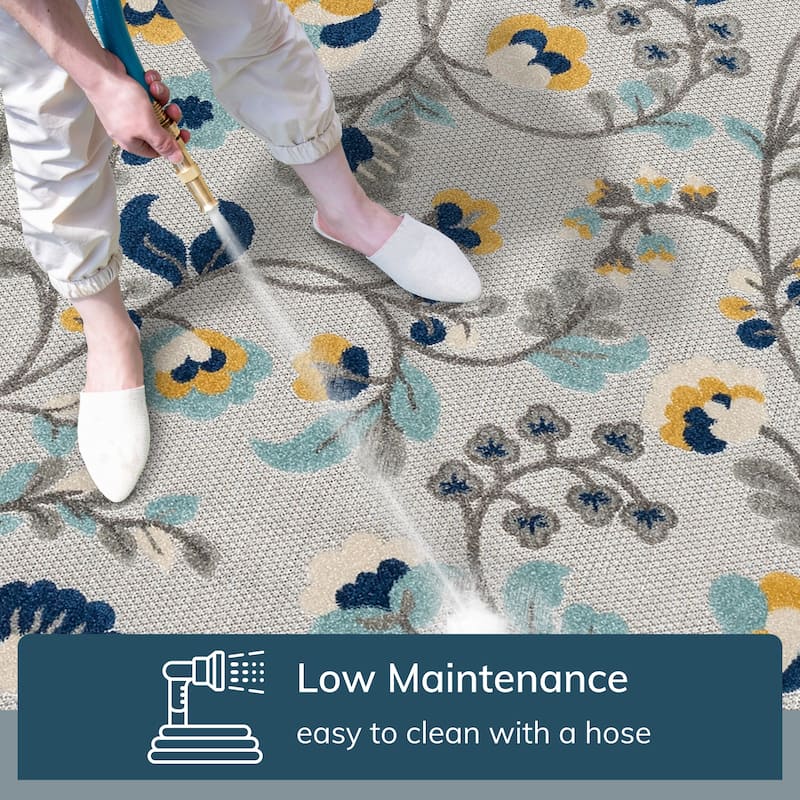 Well Woven Dorado Neveh Modern Indoor Outdoor Floral High-Low Area Rug