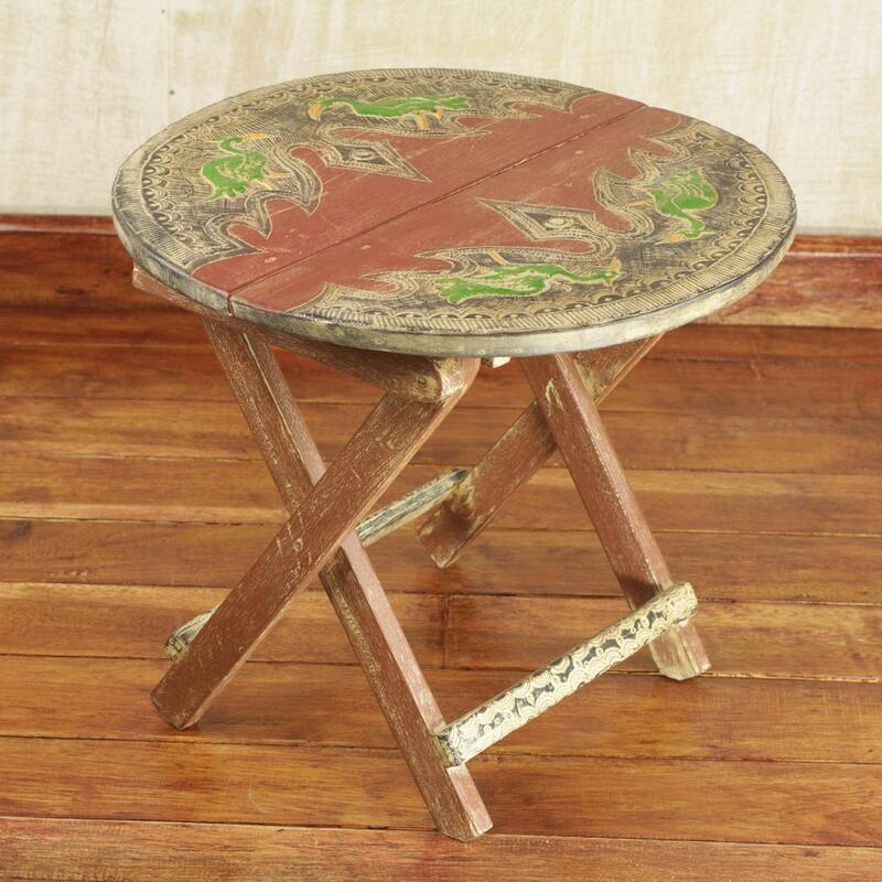 Handmade Sese wood and aluminum folding table (Ghana) Bed Bath