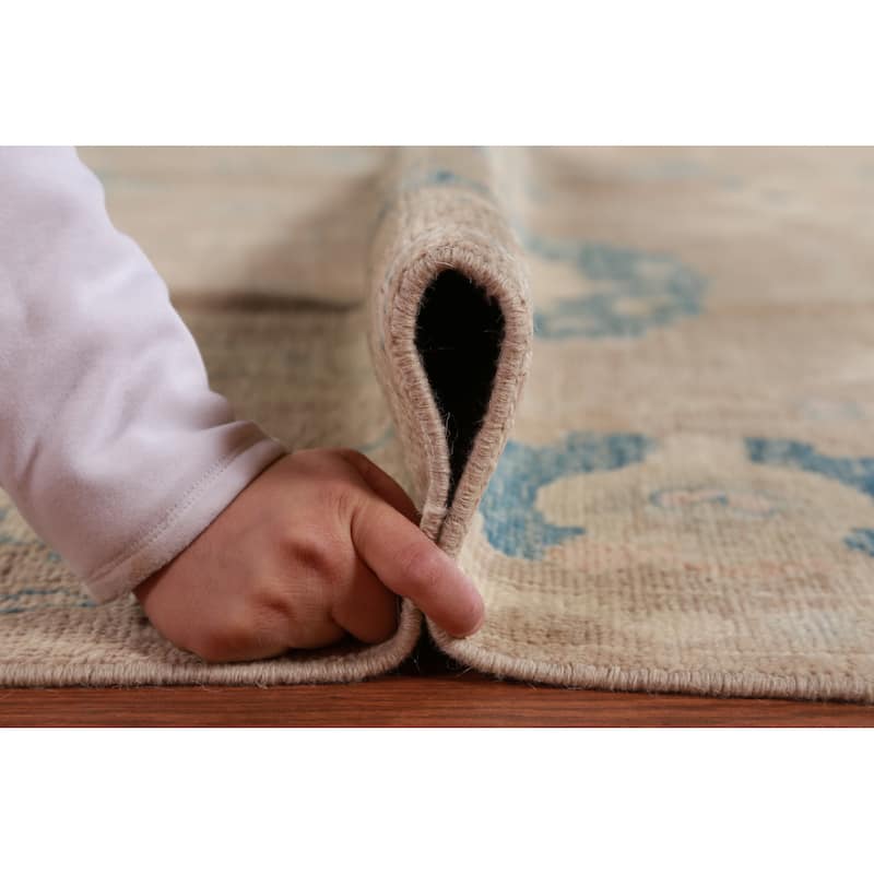 Hand Knotted Oriental 100% Wool Carpet Transitional All-Over Brown Oushak Area Rug - 12' 11'' X 9' 4''