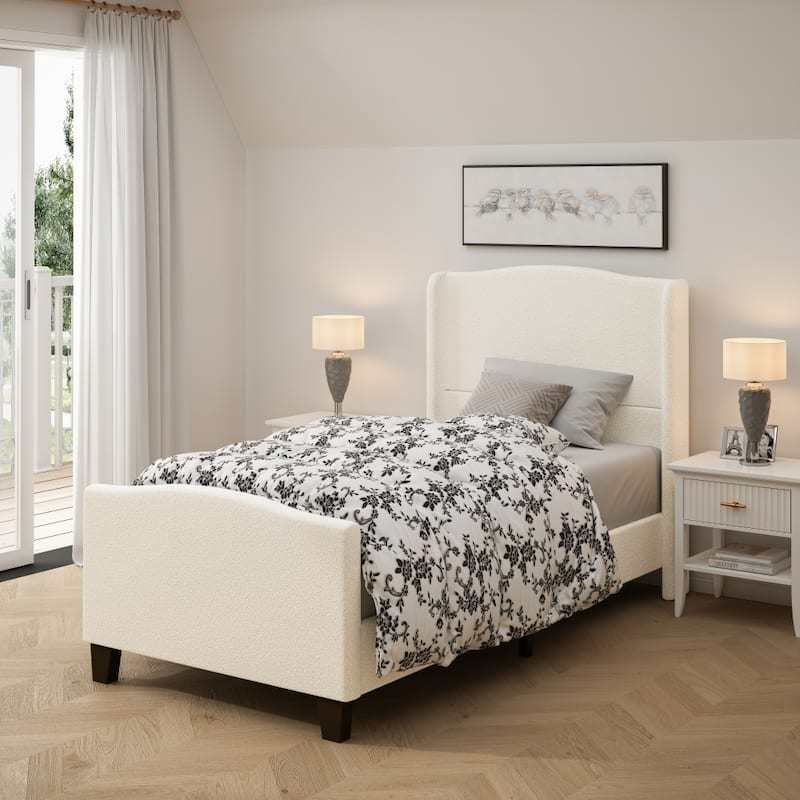 Bed Frame with 49.21"High Back Upholstered Headboard and 27.17" High Footboard