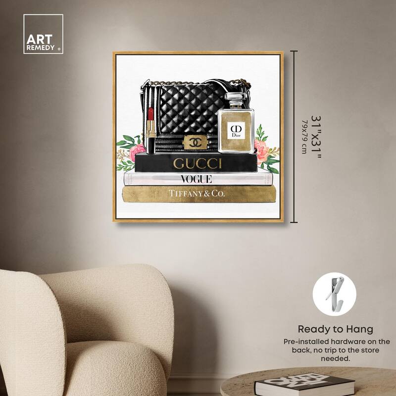 Luxury Paris Handbag and Books Canvas by Art Remedy