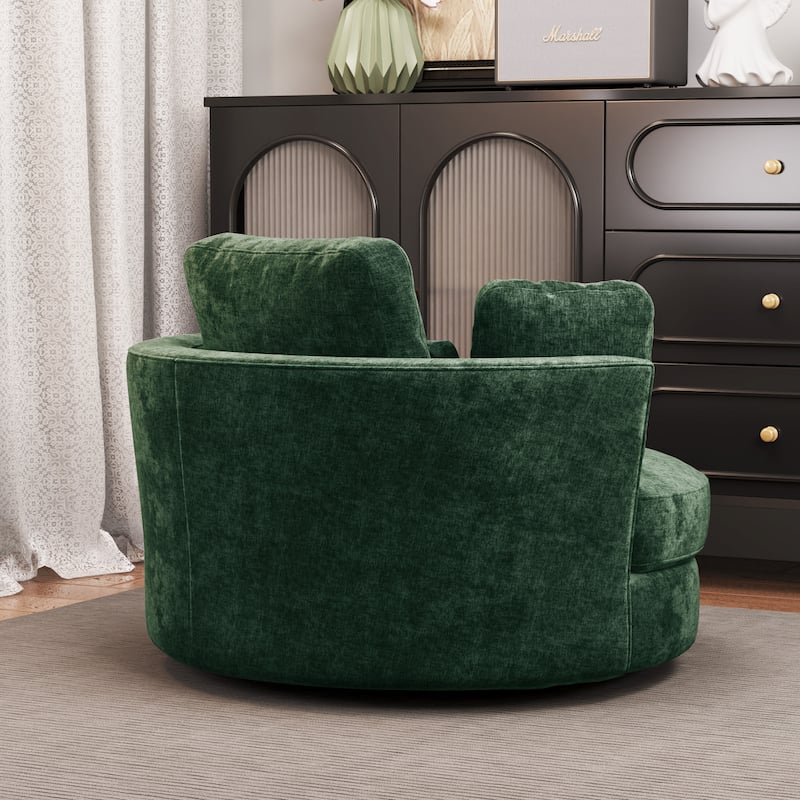 50.2"W Accent Barrel Chair,360° Swivel Club Chair with Metal Base