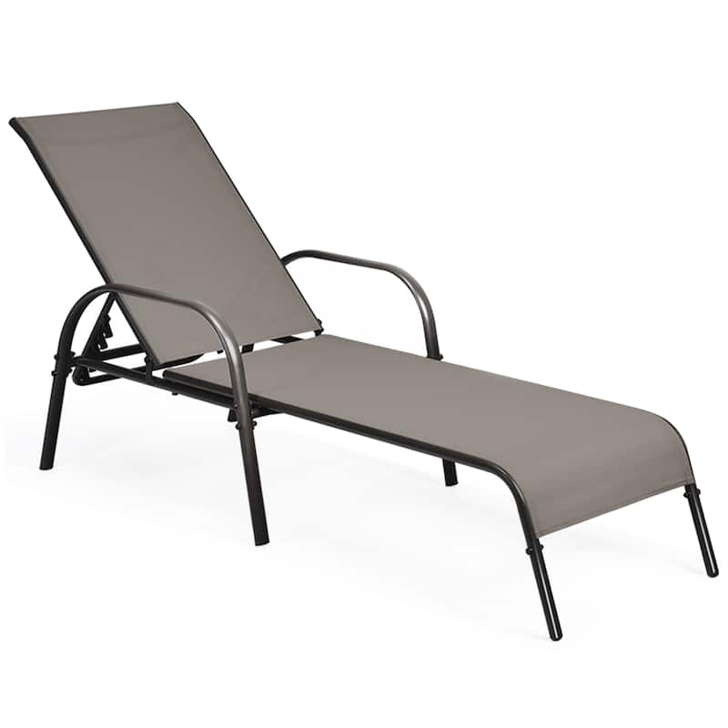 Costway Patio Lounge Chair Chaise Adjustable Reclining Armrest