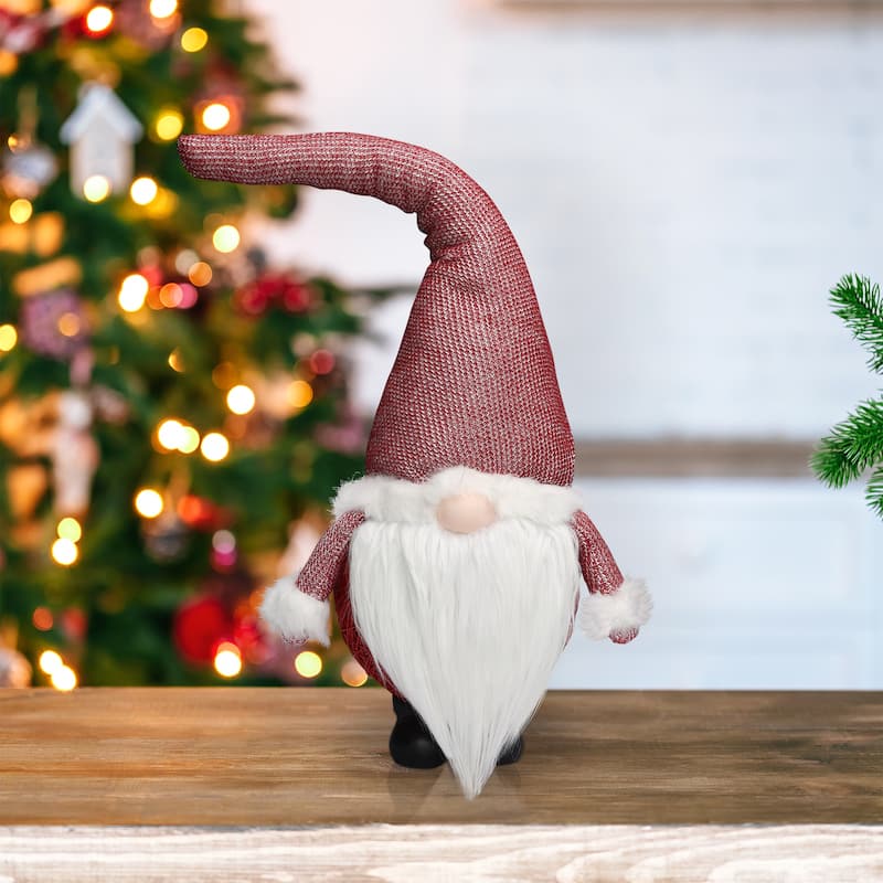Alpine Corporation 29" H Christmas Santa Gnome with Warm White LED Lights and Timer, Indoor/Outdoor