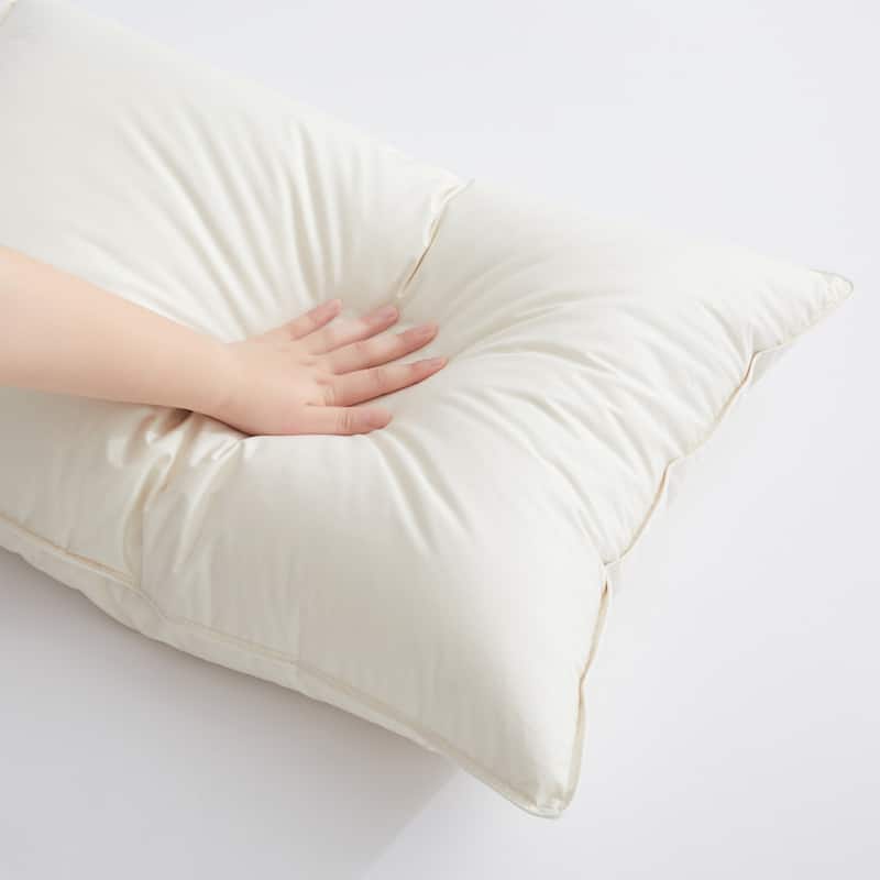 Set of 2 Natural 100% Organic Cotton 50% Down Pillows Made in Japan