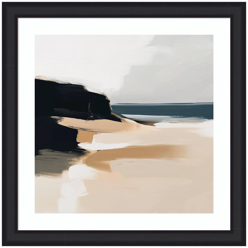 Kate and Laurel Framed Art Coastal Sand Modern Abstract Landscape I by The Creative Bunch Studio - 27x27 - Black