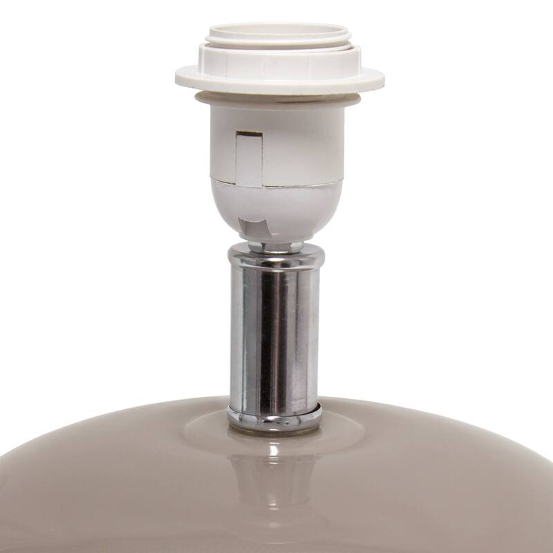 15.25 in. Gray Finish Table Lamp with White Shade, Sturdy Table Lamp for Living Rooms and Bedrooms