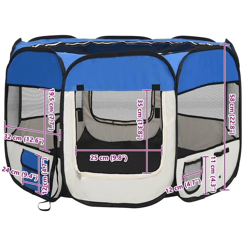 vidaXL Foldable Dog Playpen with Carrying Bag Dog Kennel Puppy Run Playpen