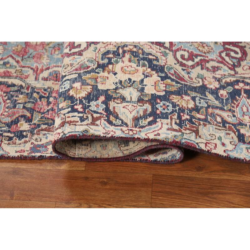 Medallion Kerman Oriental Vintage Area Rug Hand-Knotted Wool Carpet - 6'1"x 9'5"