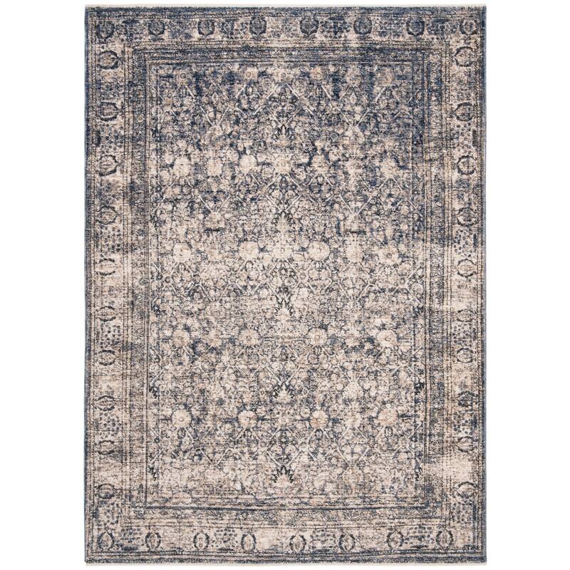 SAFAVIEH Handmade Vintage Boho Oushak Crista Traditional Oriental Polyester - 6'7" x 6'7" Square - Navy/Ivory