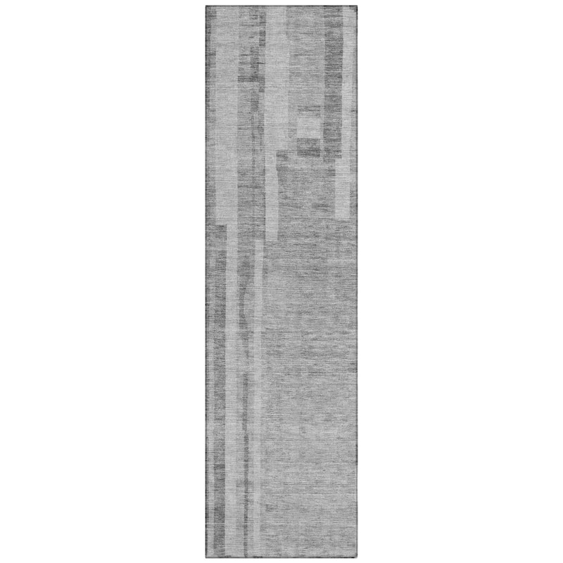 Machine Washable Indoor/ Outdoor Modern Stripes Chantille Rug
