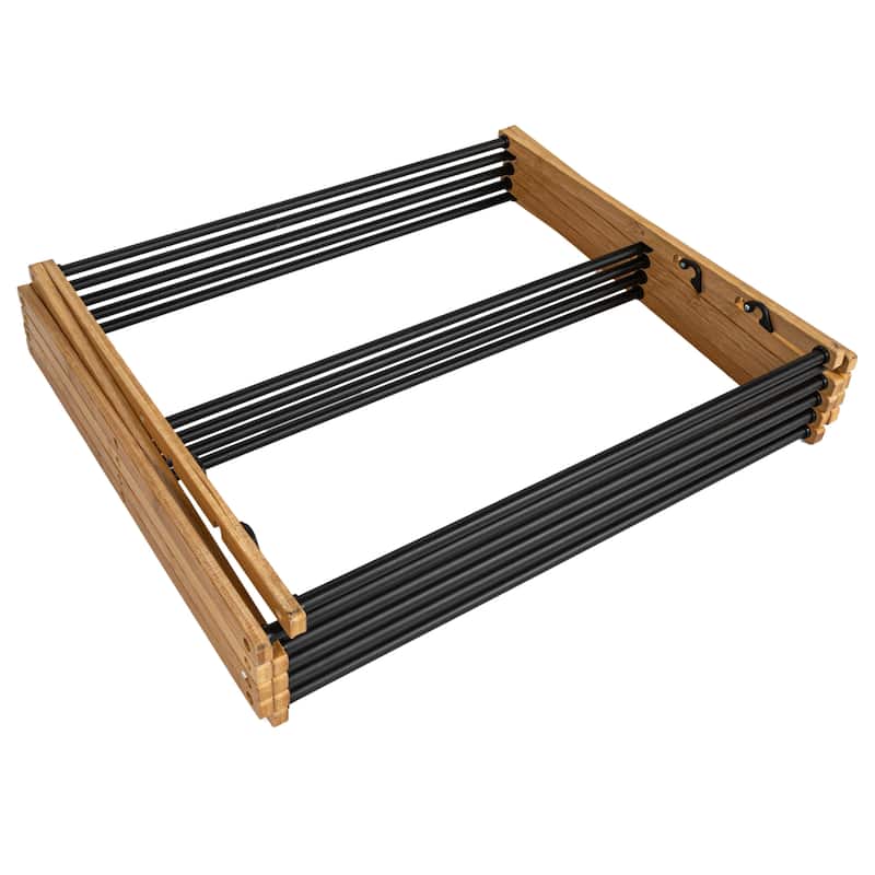 Household Essentials Bamboo Adjustable Folding Clothes Drying Rack with 16 Metal Dowels - 23.8"L x 19.3"W x 57.0"H