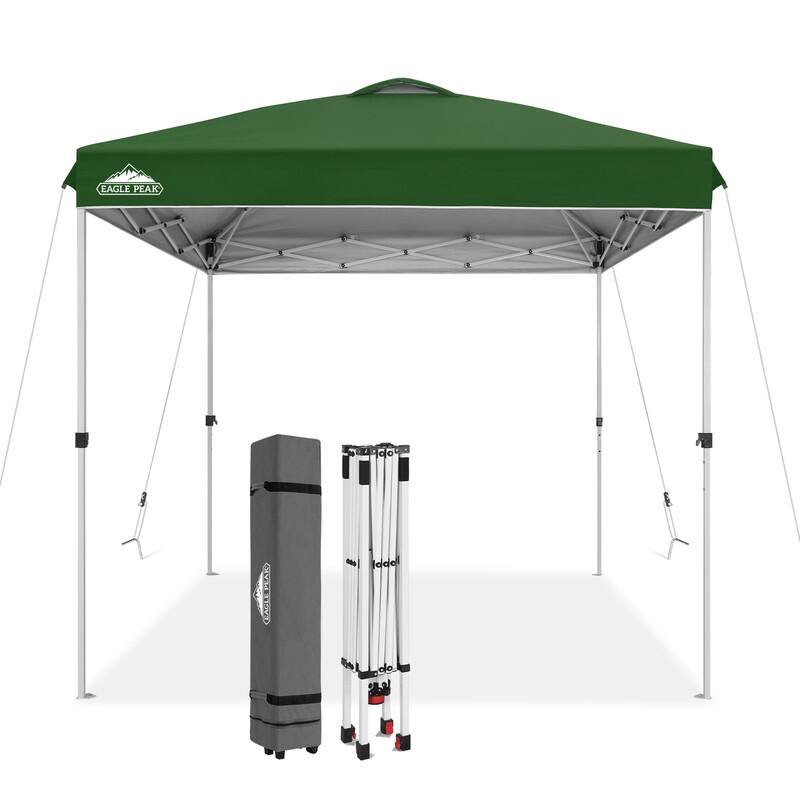 EAGLE PEAK 8x8 Pop Up Canopy Tent Instant Outdoor Canopy Easy Set Up Straight Leg Folding Shelter