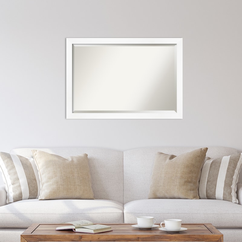 Beveled Wall Mirror - Cabinet White Narrow Frame - Cabinet White Narrow