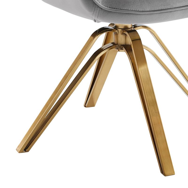 Art Leon Set of 2 Velvet Swivel Dining Chair with Golden Legs