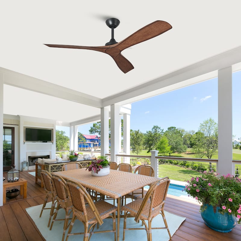 Parrot Uncle 52" Matte Black/ White 3 Blades Indoor Propeller Ceiling Fan with Remote, No Lights