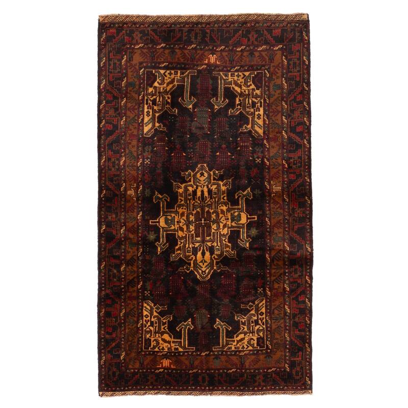 ECARPETGALLERY Hand-knotted Teimani Black, Red Wool Rug - 3'7 x 6'4