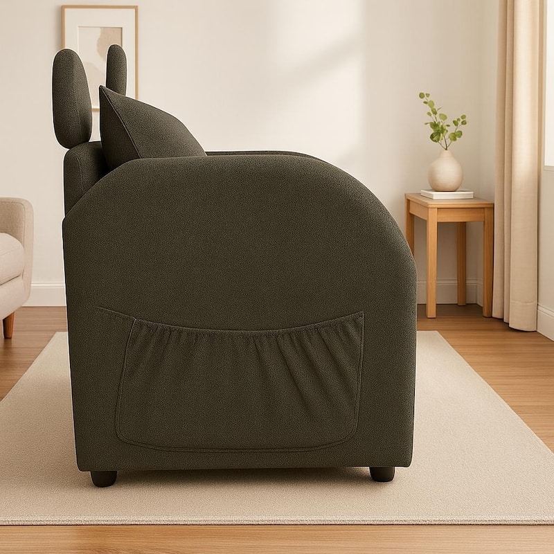 Velvet Bunny-Ear Pet-Friendly Armchair with Built-in Cat & Dog Hideaway, Plush Dual-Use Sofa Chair