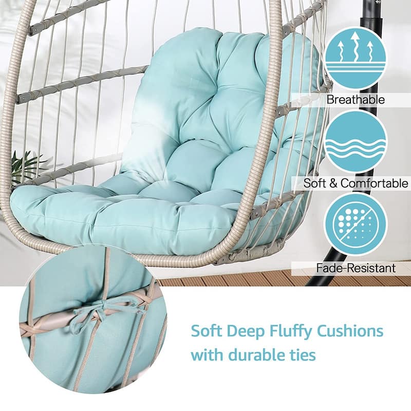 Egg Chair with Stand,Patio Rattan Wicker Hanging Swing,Indoor Outdoor - Egg Chair with Stand